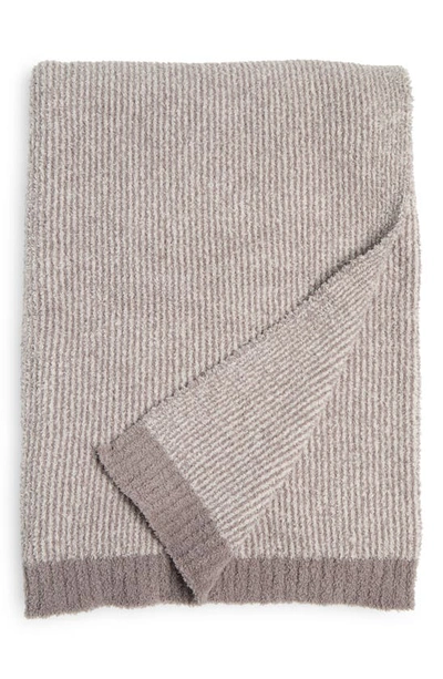 Barefoot Dreams Cozychic Microstripe Blanket In Beach Rock-almond