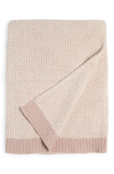 Barefoot Dreams Cozychic Microstripe Blanket In Dusty Mauve-cream