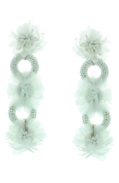 Olivia Welles Havana Floral Beaded Drop Earrings In White