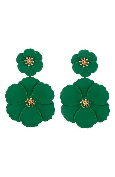 Eye Candy Los Angeles Kelly Floral Drop Earrings In Green