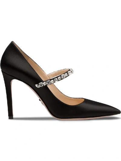 Prada Crystal Embellished High-heel Pumps In Black