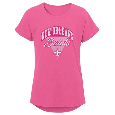 Outerstuff Kids' Girls Youth Pink New Orleans Saints Playtime Dolman T-shirt