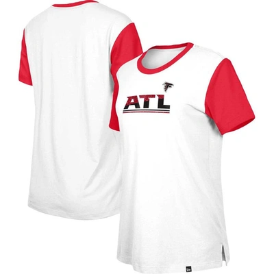 New Era White/red Atlanta Falcons Third Down Colorblock T-shirt