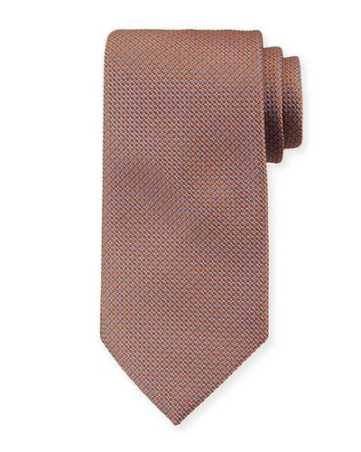 Brioni Micro-diamonds Silk Tie In Brown