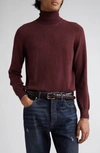 Brunello Cucinelli Cashmere Turtleneck Sweater In Purple/ Light Grey