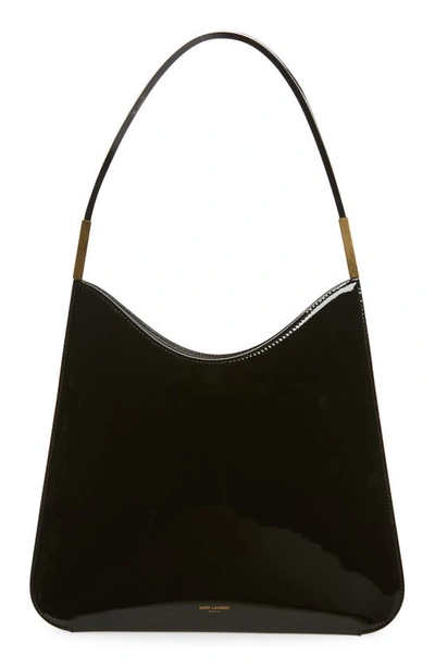 Saint Laurent Sac Patent Leather Hobo Bag In Nero