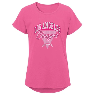 Outerstuff Kids' Girls Youth Pink Los Angeles Chargers Playtime Dolman T-shirt