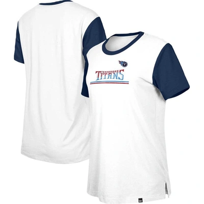 New Era White/navy Tennessee Titans Third Down Colorblock T-shirt