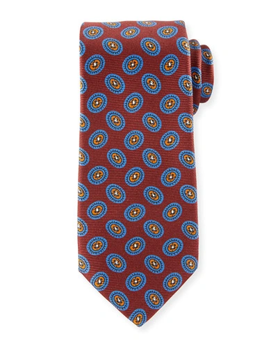 Kiton Fancy Ovals Silk Tie, Red