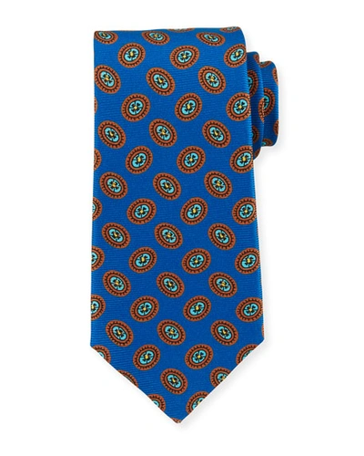 Kiton Fancy Ovals Silk Tie, Royal In Blue