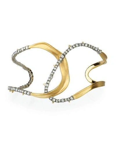 Alexis Bittar Crystal Encrusted Freeform Cuff Bracelet In Gold
