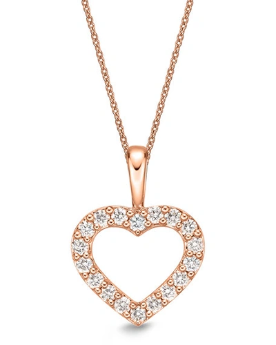 Memoire 18k Rose Gold Diamond Heart Pendant Necklace