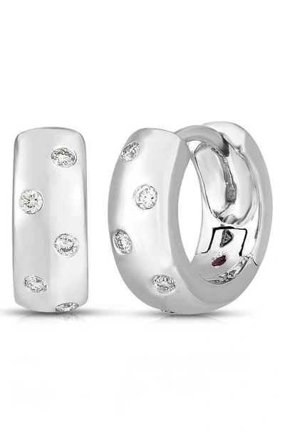 Roberto Coin 18k Yellow/white Gold Diamond Huggie Hoop Earrings