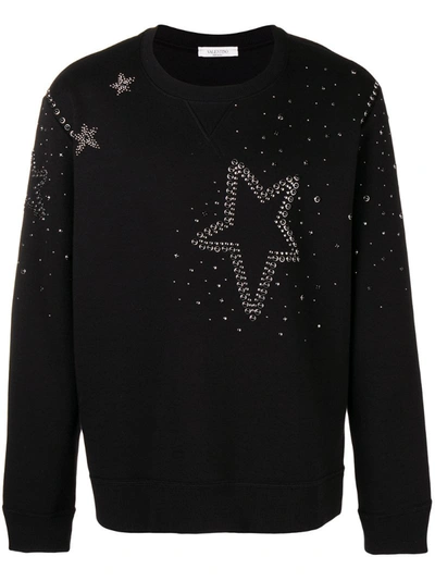 Valentino Star Stud-embellished Sweatshirt In Black