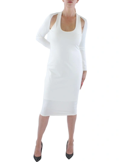 Bebe Womens Cutout Midi Bodycon Dress In White