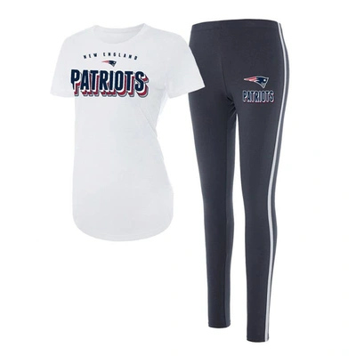 Concepts Sport White/charcoal New England Patriots Sonata T-shirt & Leggings Set