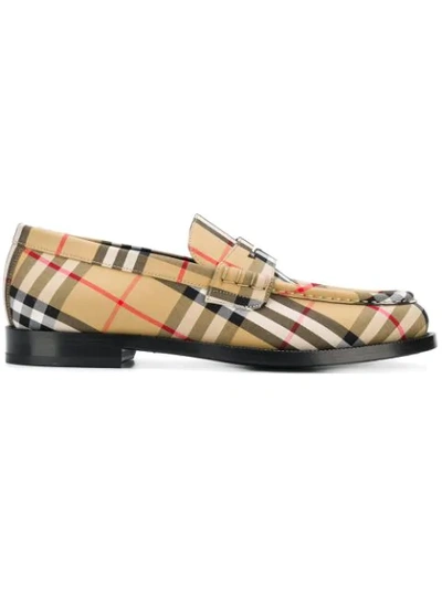 Burberry Men's Moore Signature Check Penny Loafer In Antique Yellow