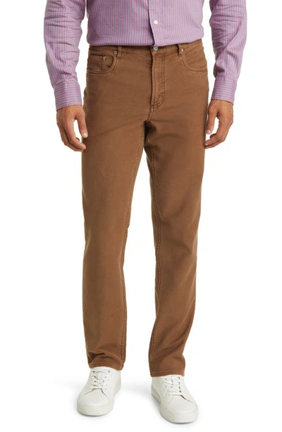 Faherty Stretch Terry Slim Straight Leg Five-pocket Pants In Bark Brown