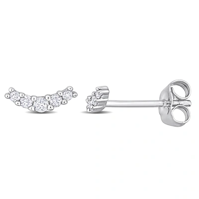Mimi & Max 1/10ct Tdw Diamond Curve Stud Earrings In 10k White Gold