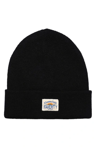 Faherty Core Logo Beanie In Black