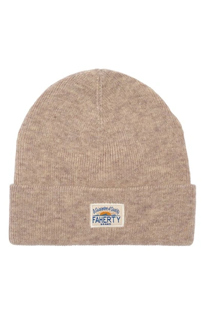 Faherty Core Logo Beanie In Oatmeal Hthr