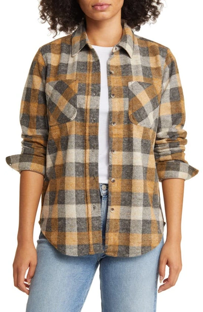 Beachlunchlounge Plaid Jacquard Knit Shacket In Tobacco Slate