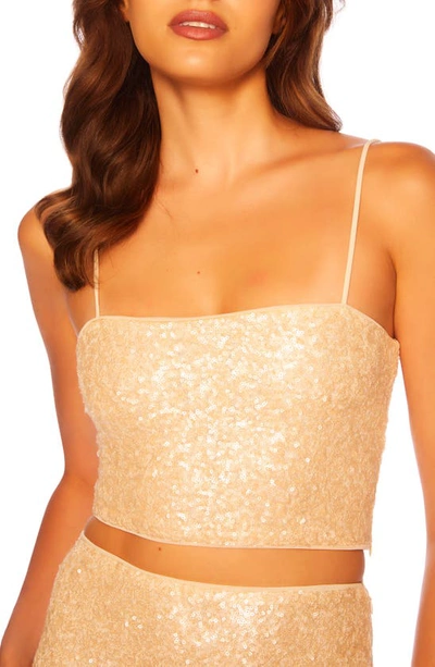 Susana Monaco Sequin Crop Tank In Belgian Creme