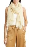 Vince Stripe Cotton Gauze Scarf In Papyrus/ Straw