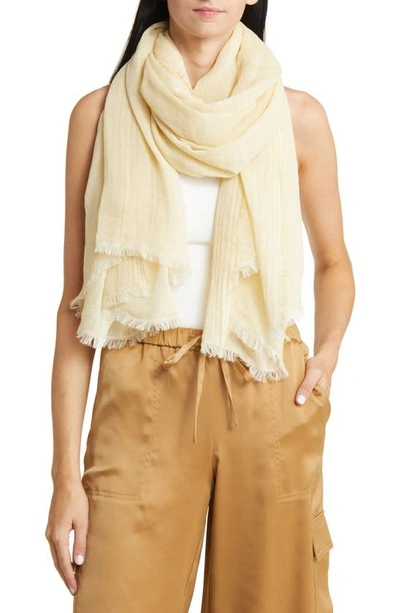 Vince Stripe Cotton Gauze Scarf In Papyrus/ Straw