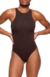 Skims Fits Everybody High Neck Bodysuit In Espresso