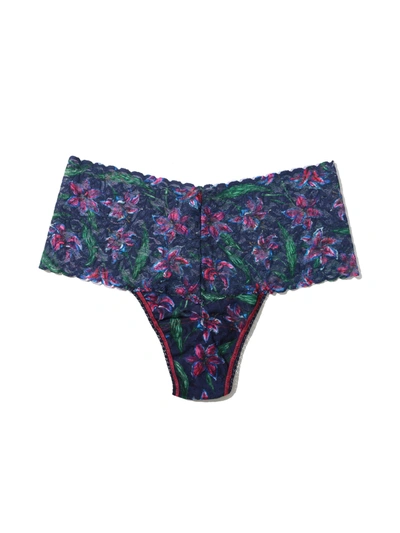 Hanky Panky Printed Retro Lace Thong Twilight Bloom In Multicolor