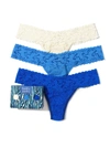 Hanky Panky 3 Pack Petite Size Signature Lace Thongs In Printed Box In White