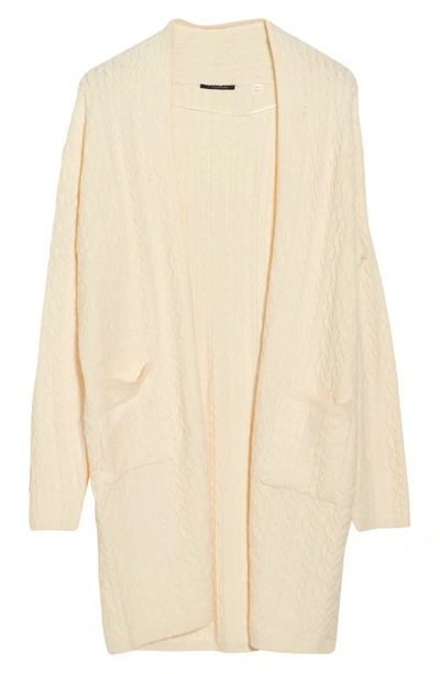 T Tahari Cable Knit Pocket Cardigan In Oyster