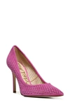 Sam Edelman Hazel Pointed Toe Pump In Hot Pink Perforated