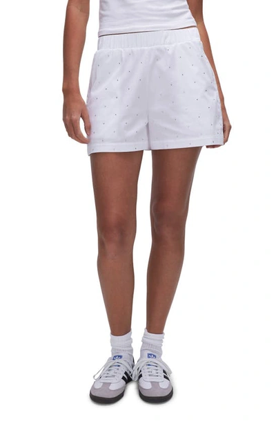 Good American Crystal Detail Poplin Shorts In White001