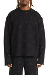 Honor The Gift Crest Monogram Raw Edge Pullover Sweater In Black