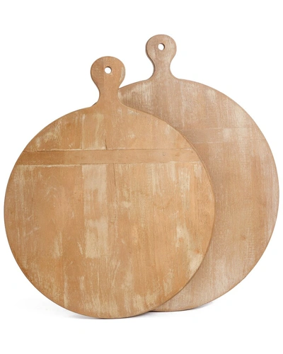 Napa Home & Garden Antique Round Cutting Boards Set In White