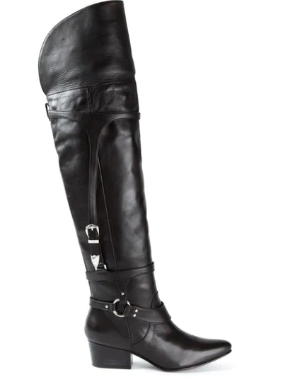 Toga Thigh High Boots In Black