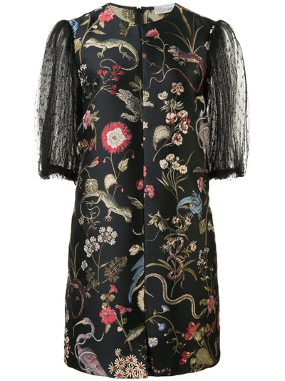 Red Valentino Floral Embroidered Dress In Black