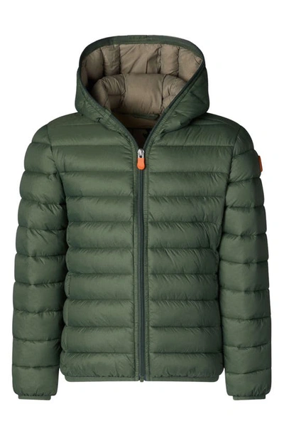 Save The Duck Kids' Lily Hooded Puffer Jacket In Thyme Green