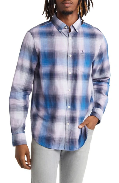 Original Penguin Plaid Slim Fit Button-down Shirt In Purple