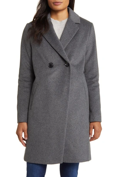 Sam Edelman Double Breasted Wool Blend Coat In Charcoal