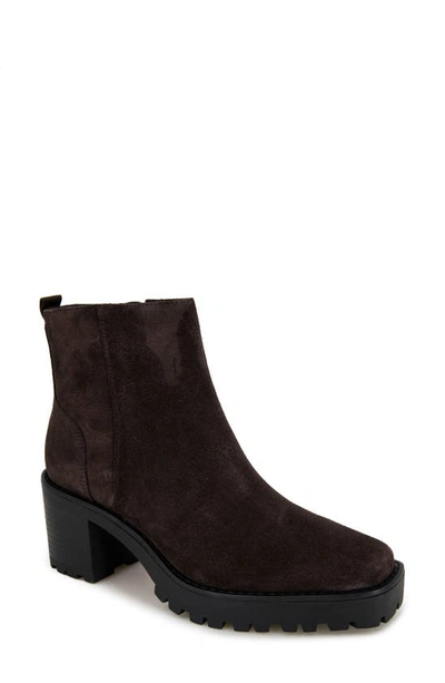 Andre Assous Milla Leather Square-toe Bootie In Chocolate Suede