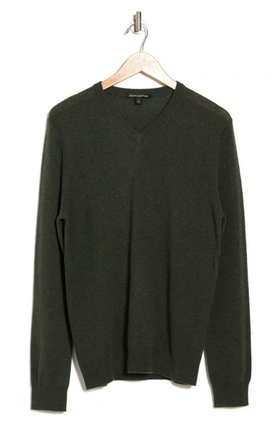 Autumn Cashmere V-neck Merino Wool & Cashmere Sweater In Army