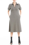 Max Studio Short Sleeve A-line Dress In Black/ Cream-b236207
