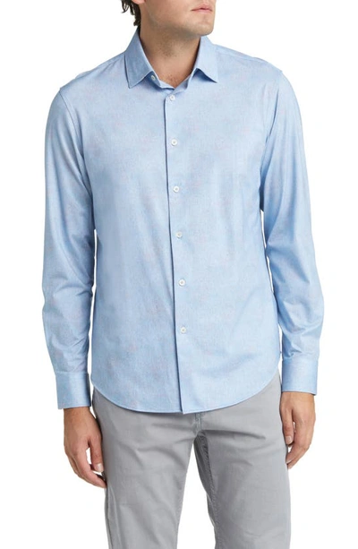 Bugatchi James Ooohcotton® Mélange Button-up Shirt In Air-blue