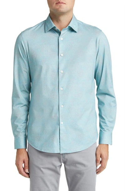 Bugatchi James Ooohcotton® Mélange Button-up Shirt In Jade