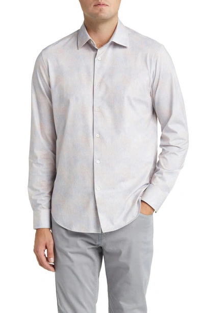 Bugatchi James Ooohcotton® Mélange Button-up Shirt In Cement