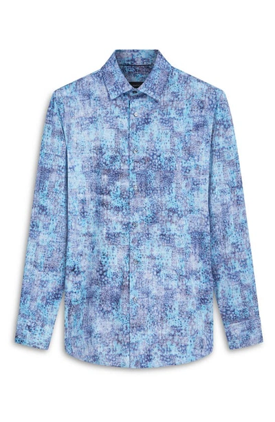 Bugatchi James Ooohcotton® Watercolor Print Button-up Shirt In Cobalt