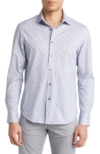 Bugatchi James Ooohcotton® Floral Stretch Cotton Button-up Shirt In Turquoise